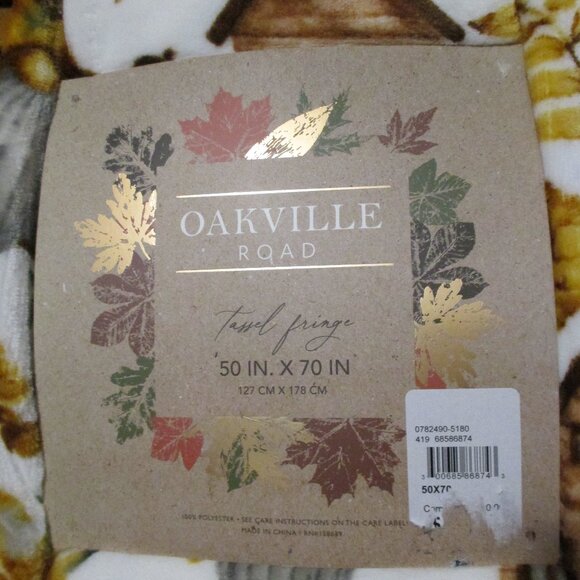 Oakville Road NWT blanket/throw with tassel fringe & gnomes, fall decor 50"x70" - Picture 3 of 5